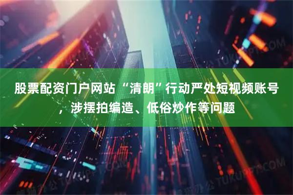 股票配资门户网站 “清朗”行动严处短视频账号，涉摆拍编造、低俗炒作等问题